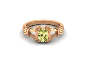 Oval Shaped Lemon Quartz Wedding Art Deco Bridal Promise Ring Vintage Engagement Ring