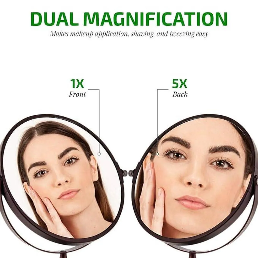 OVENTE 7'' Tabletop Vanity Makeup Mirror, Spinning Double Sided Round Magnifier