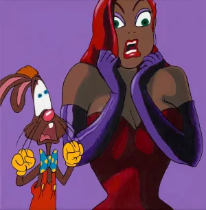P-P-PLEASE! - FOBP - Black Roger & Jessica Rabbit portrait art- Limited Edition Giclee Art Prints - Vakseen Art