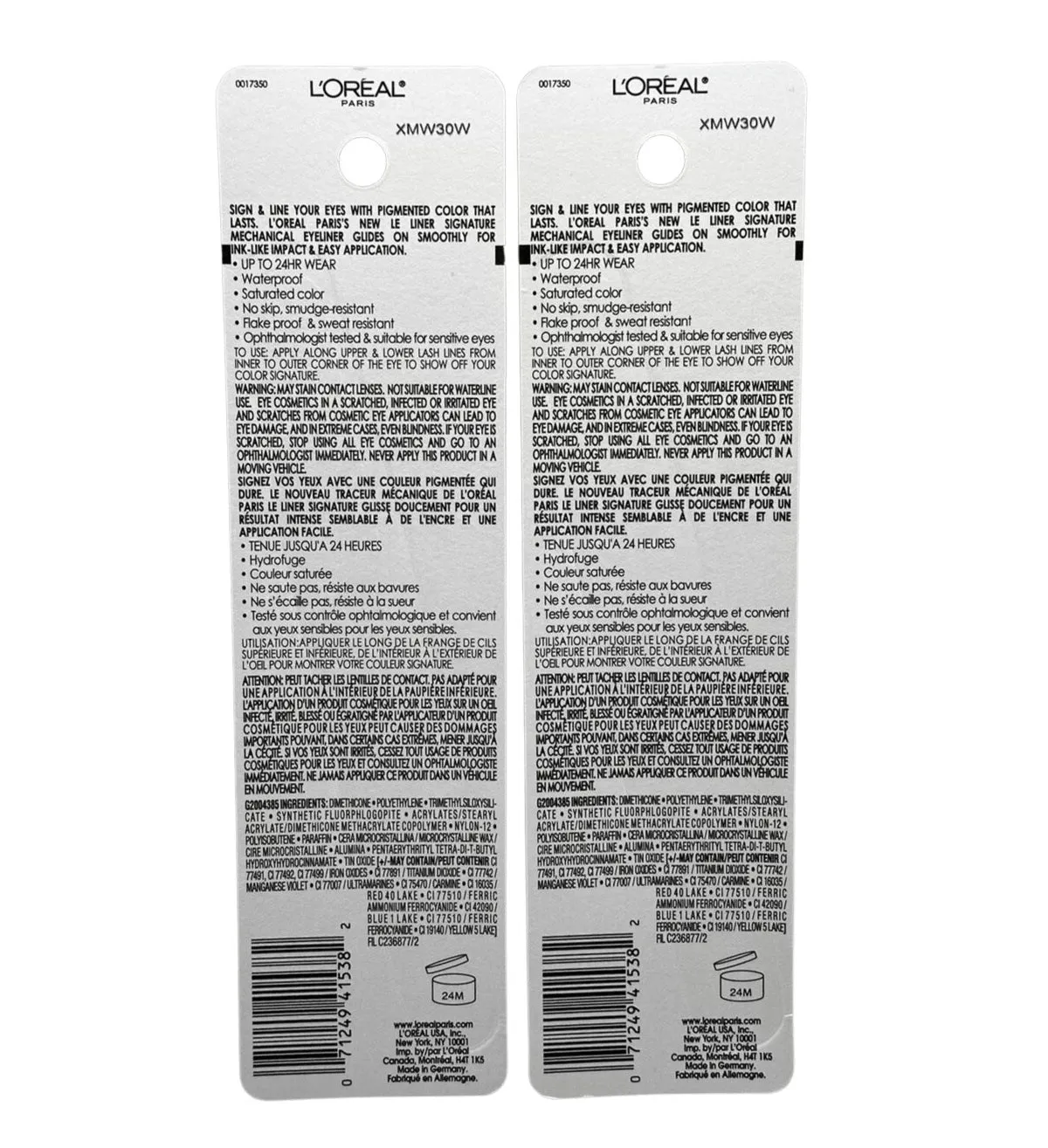 Pack of 2 L'Oreal Le Liner Signature Smooth Glide Mechanical Eyeliner, Blue Jersey 750