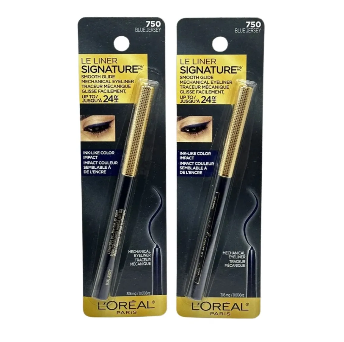 Pack of 2 L'Oreal Le Liner Signature Smooth Glide Mechanical Eyeliner, Blue Jersey 750