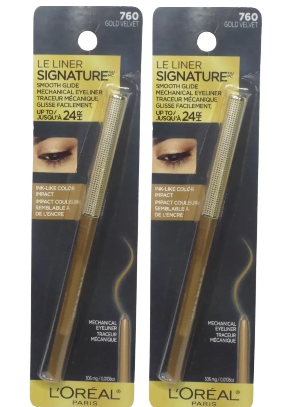 Pack of 2 L'Oreal Le Liner Signature Smooth Glide Mechanical Eyeliner, Gold Velvet 760