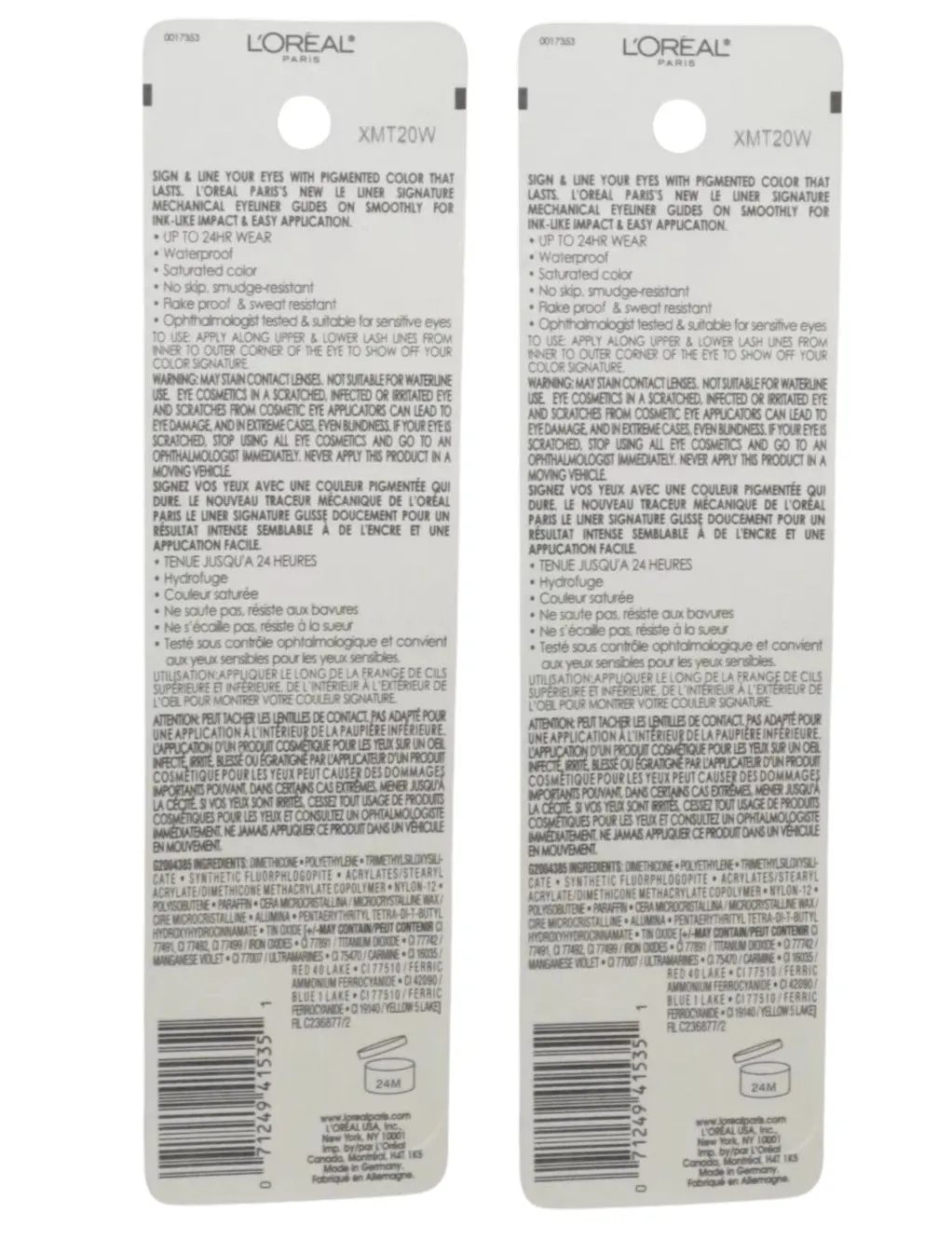 Pack of 2 L'Oreal Le Liner Signature Smooth Glide Mechanical Eyeliner, Noir Cashmere 735