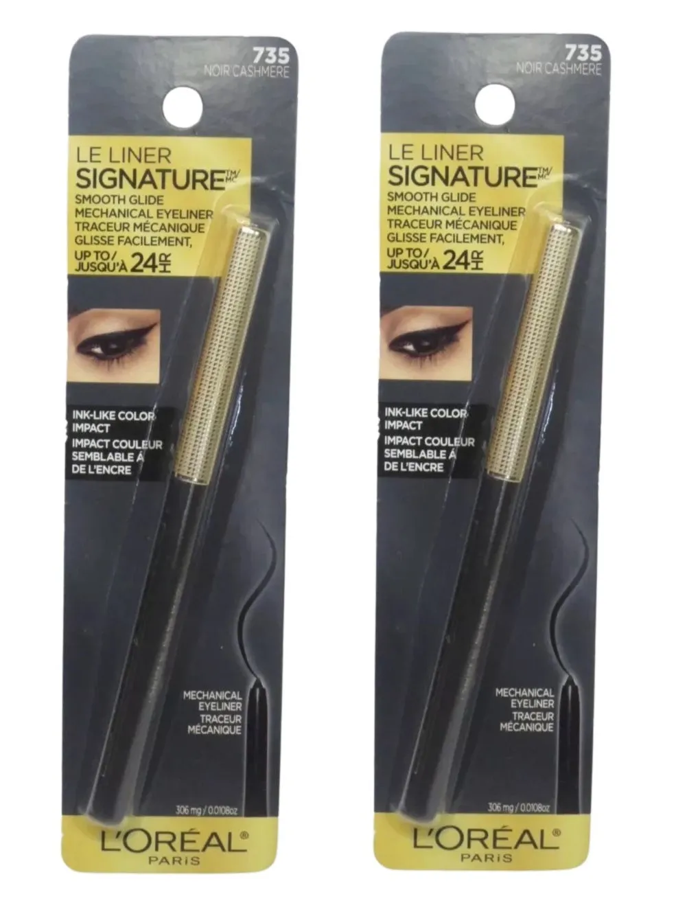 Pack of 2 L'Oreal Le Liner Signature Smooth Glide Mechanical Eyeliner, Noir Cashmere 735