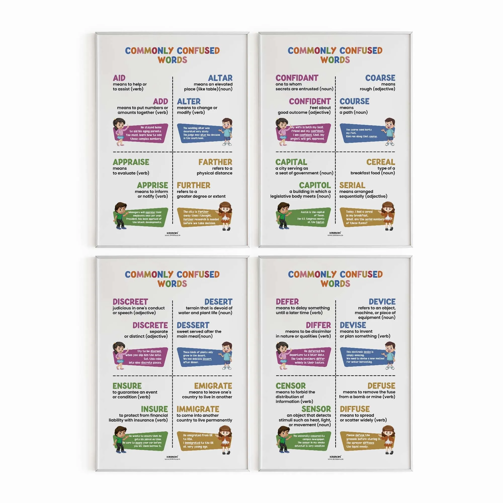 Pack of 72 - English Poster Mega Collection, English Poster, Kids Room Decor, Classroom Decor, English Wall Art