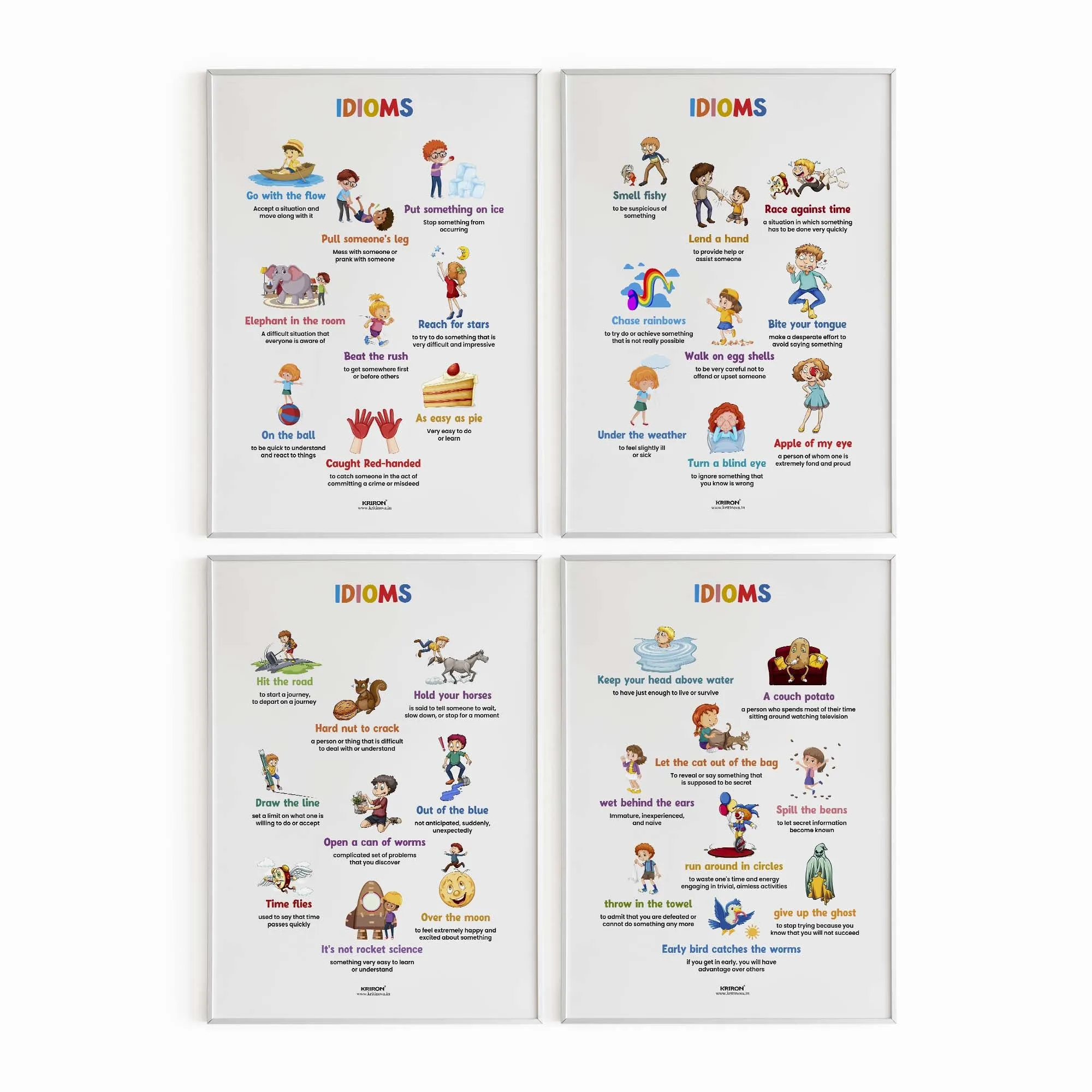 Pack of 72 - English Poster Mega Collection, English Poster, Kids Room Decor, Classroom Decor, English Wall Art