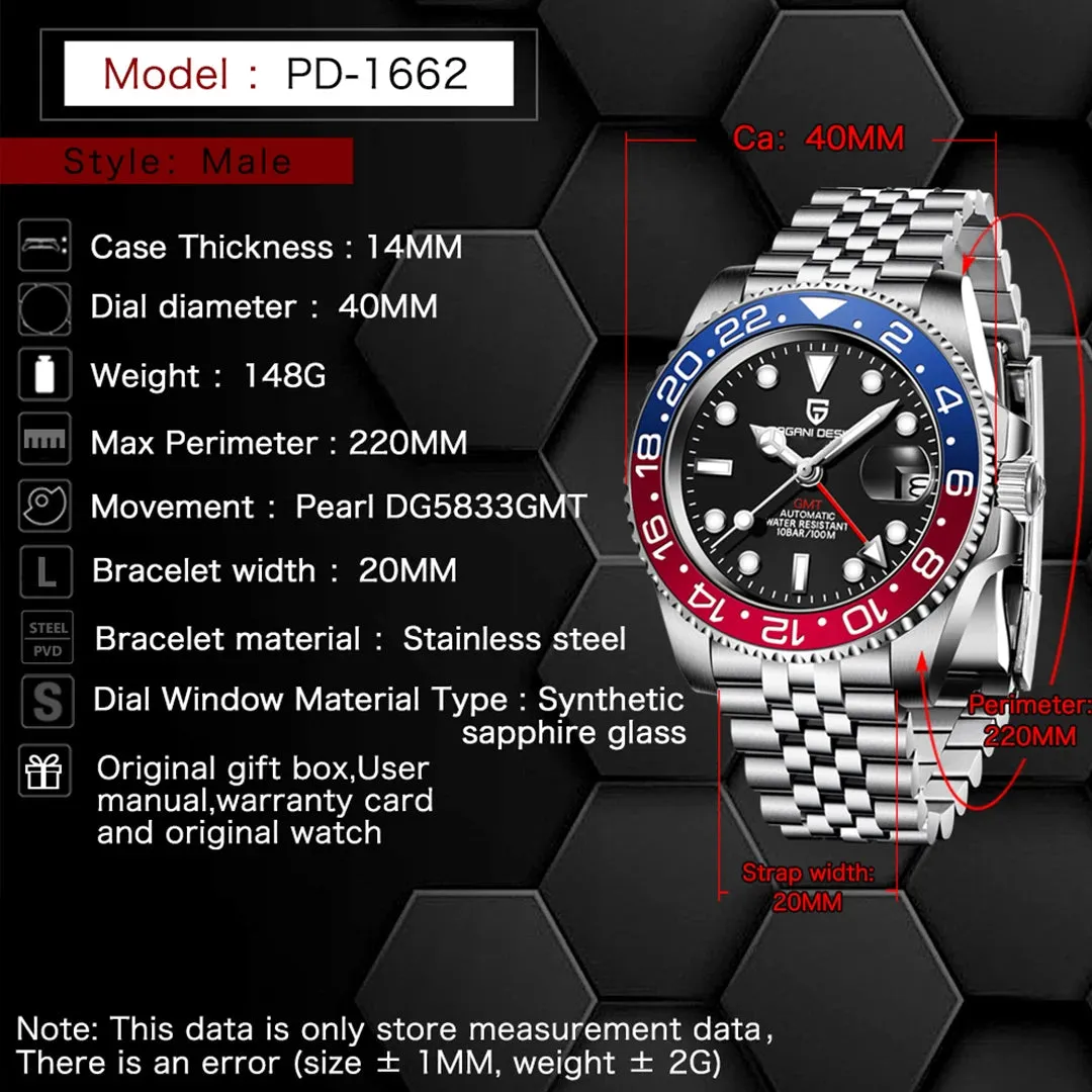 PAGANI DESIGN Luxury Men's GMT Mechanical Watch