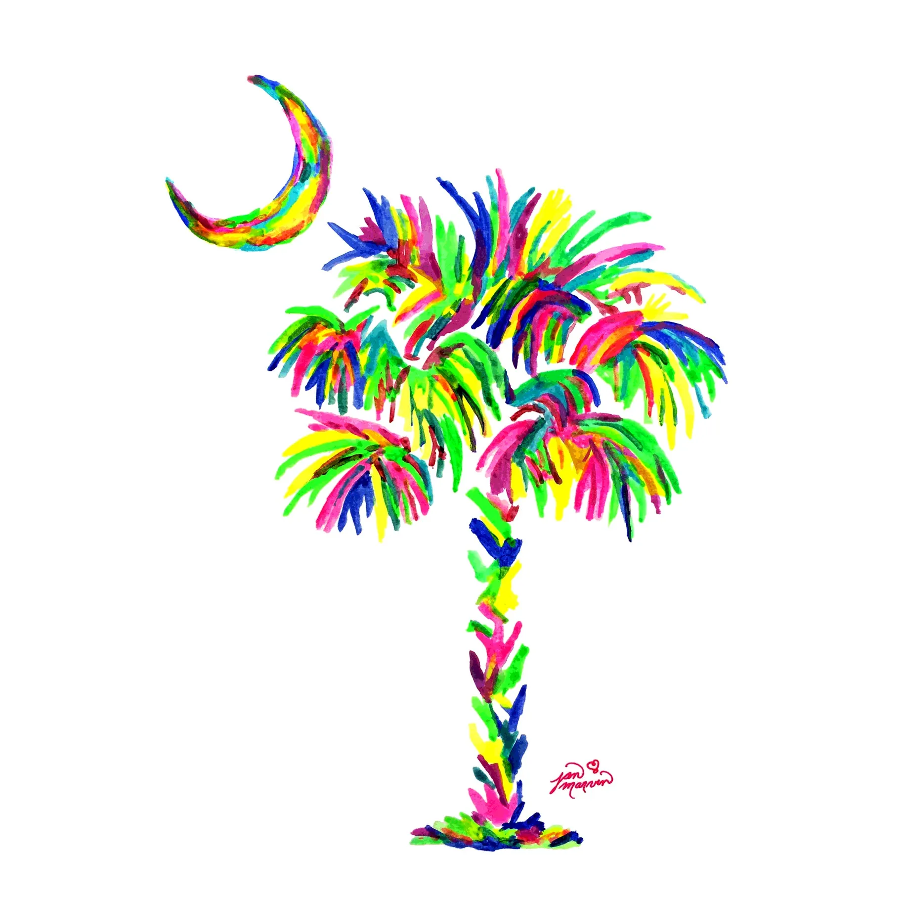 Palmetto Tree & Moon Colorful Tile Mural, High Quality (won't fade), Indoor or Outdoor, Beach Wall Tiles, Backsplash, Shower, Mosaic
