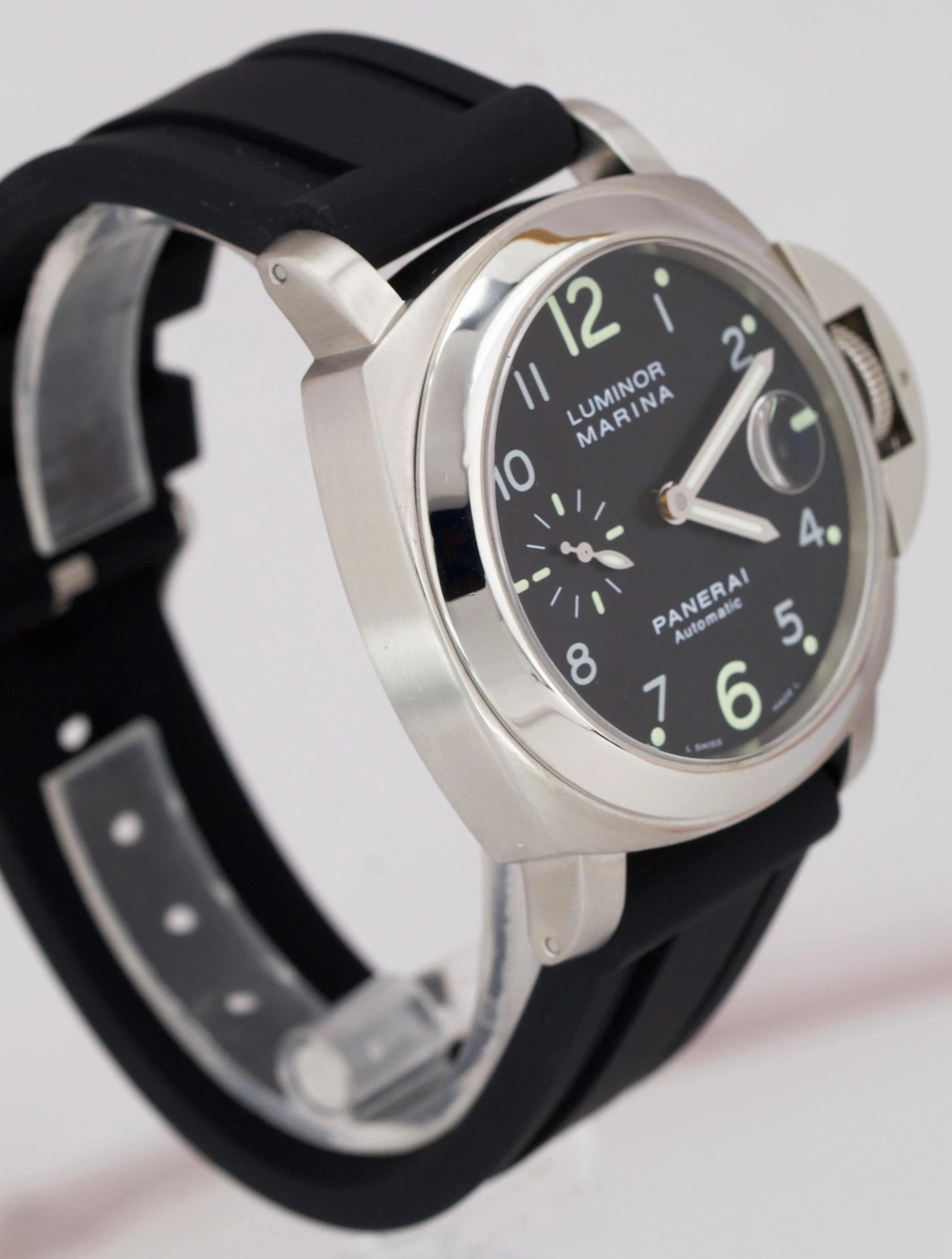 Panerai PAM 164 44mm Luminor Marina Stainless Rubber Automatic Watch PAM00164