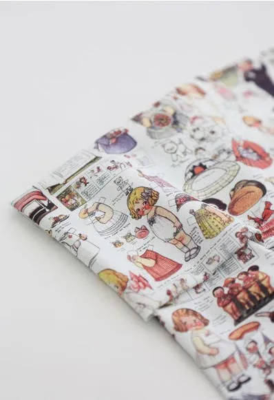Paper Dolls Cotton Fabric, Vintage Look Paper-dolls, Digital Printing, Quality Korean Fabric - By the Yard /51567