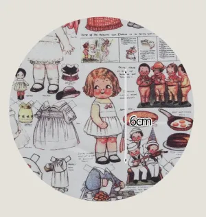 Paper Dolls Cotton Fabric, Vintage Look Paper-dolls, Digital Printing, Quality Korean Fabric - By the Yard /51567