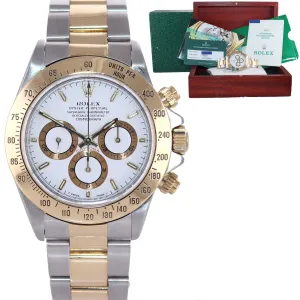 Papers 2011 RSC Rolex Daytona 16523 Zenith White Chrono Two Tone Gold Steel Watc