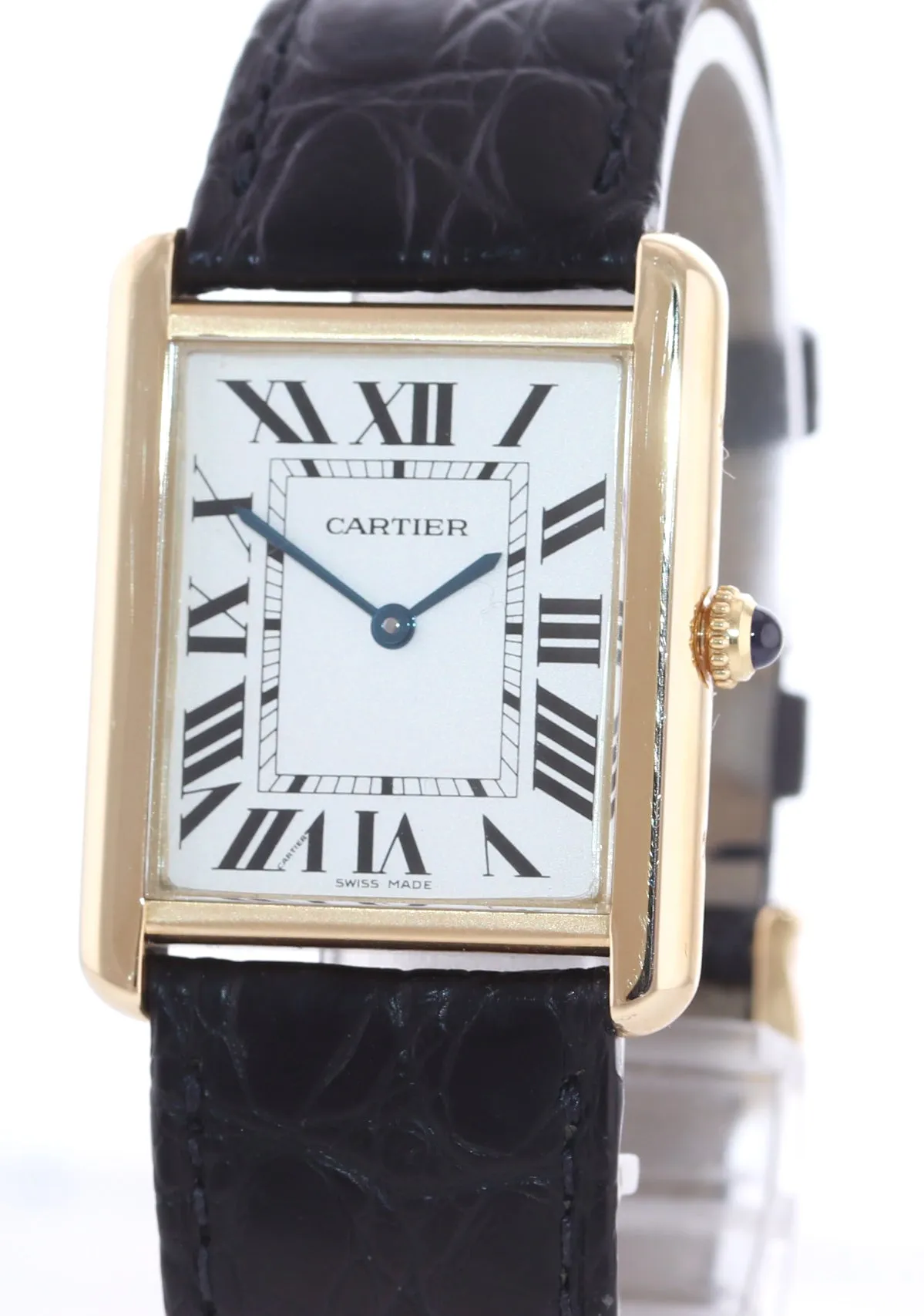 PAPERS Cartier Tank Solo Gold Steel Silver Roman 2742 Large 27mm Quartz Watch