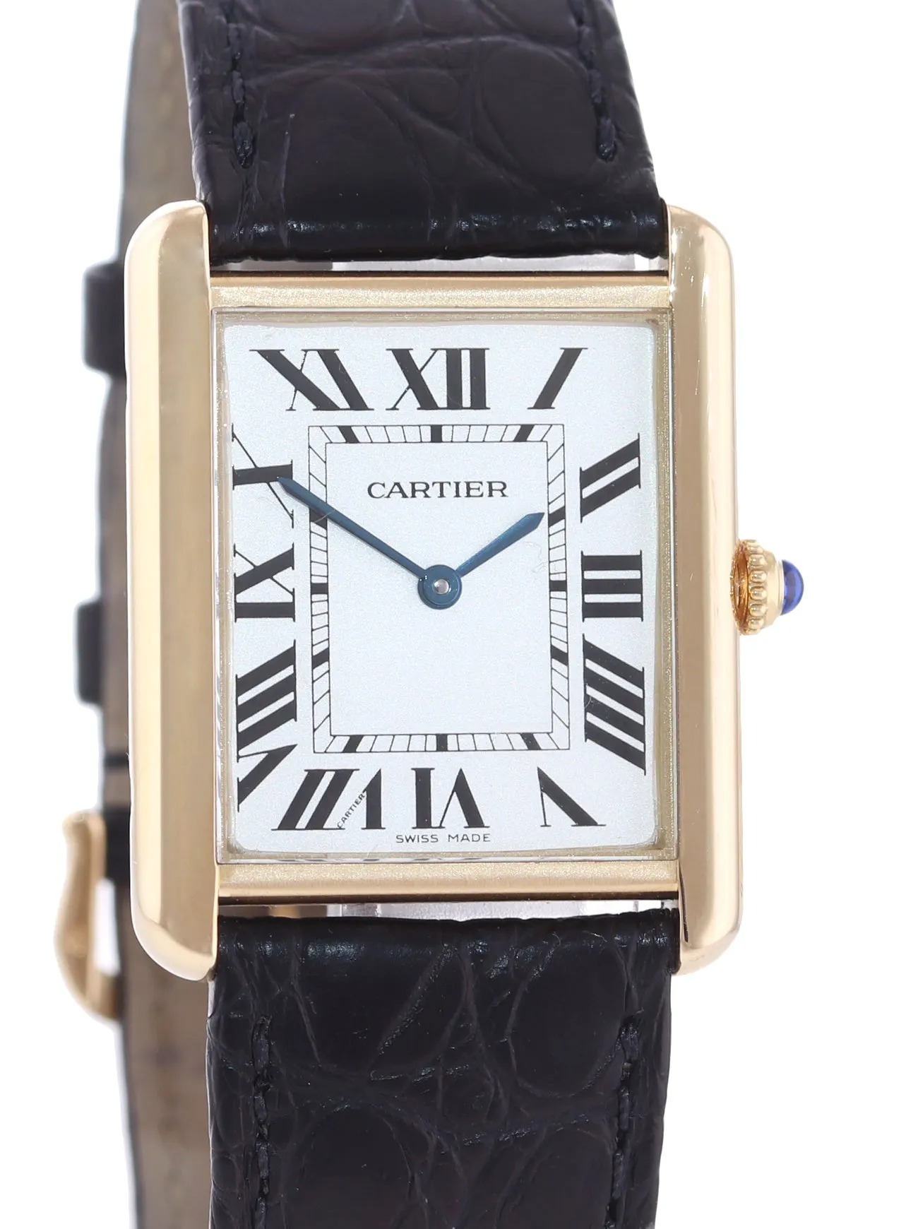 PAPERS Cartier Tank Solo Gold Steel Silver Roman 2742 Large 27mm Quartz Watch