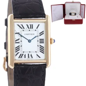 PAPERS Cartier Tank Solo Gold Steel Silver Roman 2742 Large 27mm Quartz Watch