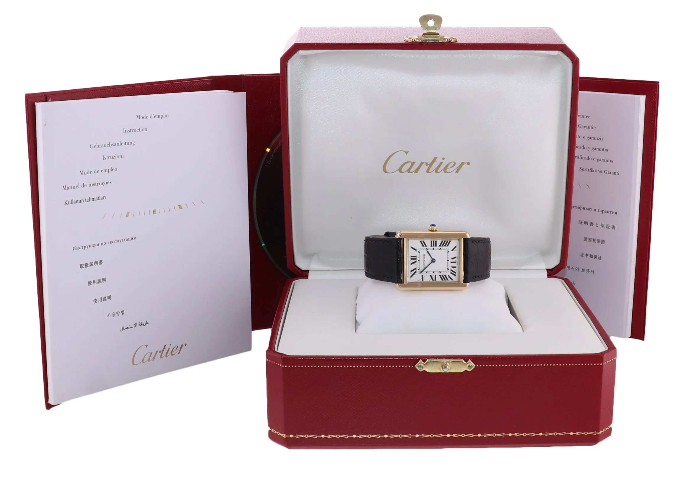 PAPERS Cartier Tank Solo Gold Steel Silver Roman 2742 Large 27mm Quartz Watch