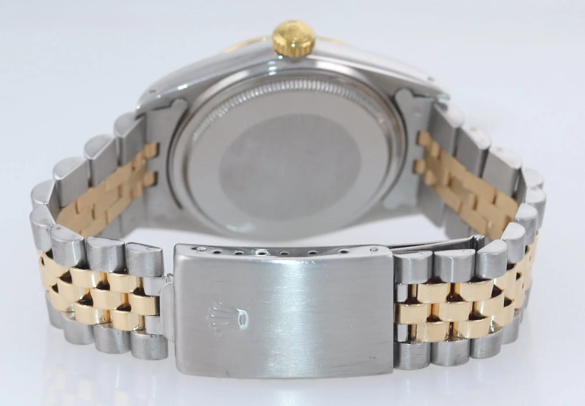PAPERS Champagne Tapestry Rolex DateJust 16013 Two Tone 18k Yellow Gold Jubilee