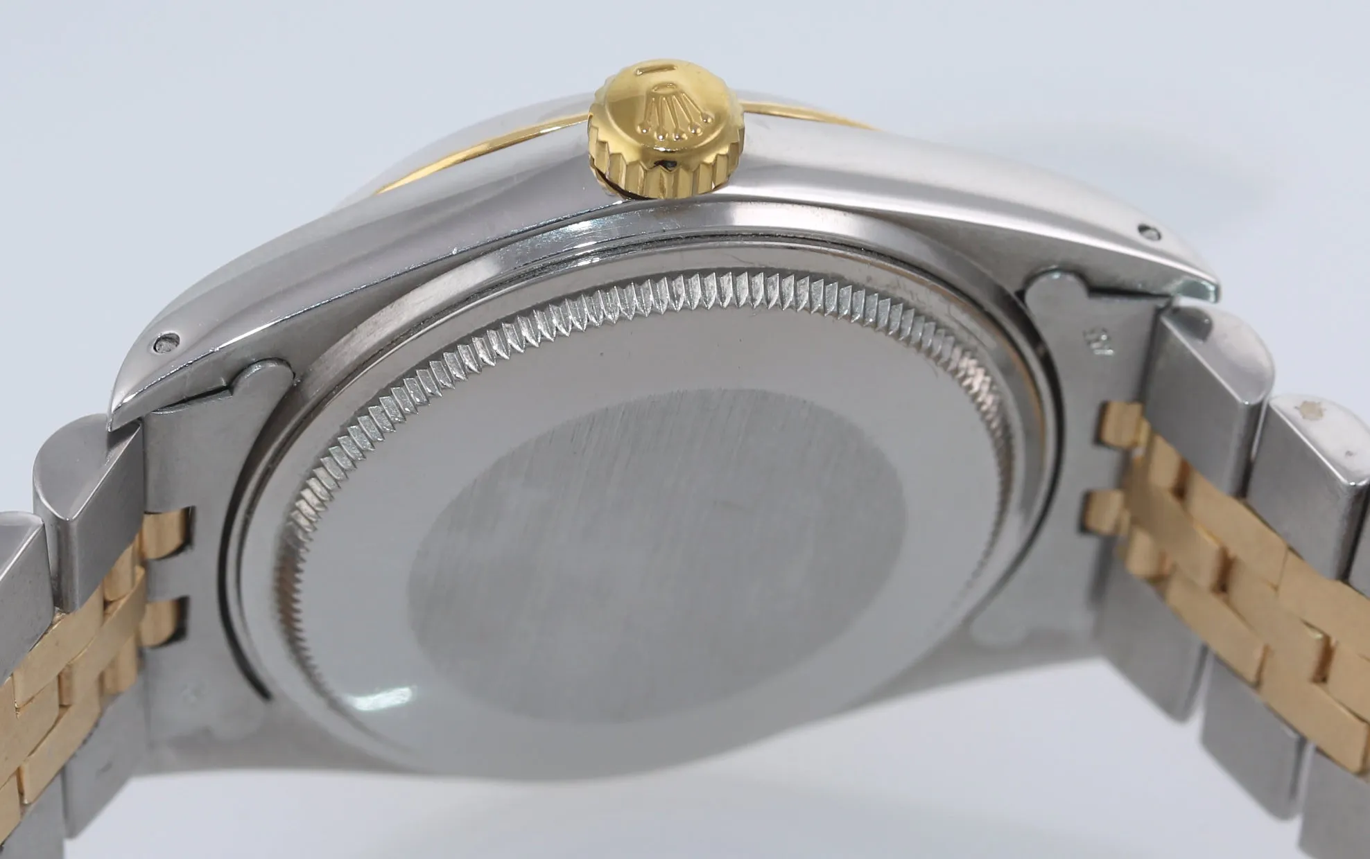 PAPERS Champagne Tapestry Rolex DateJust 16013 Two Tone 18k Yellow Gold Jubilee