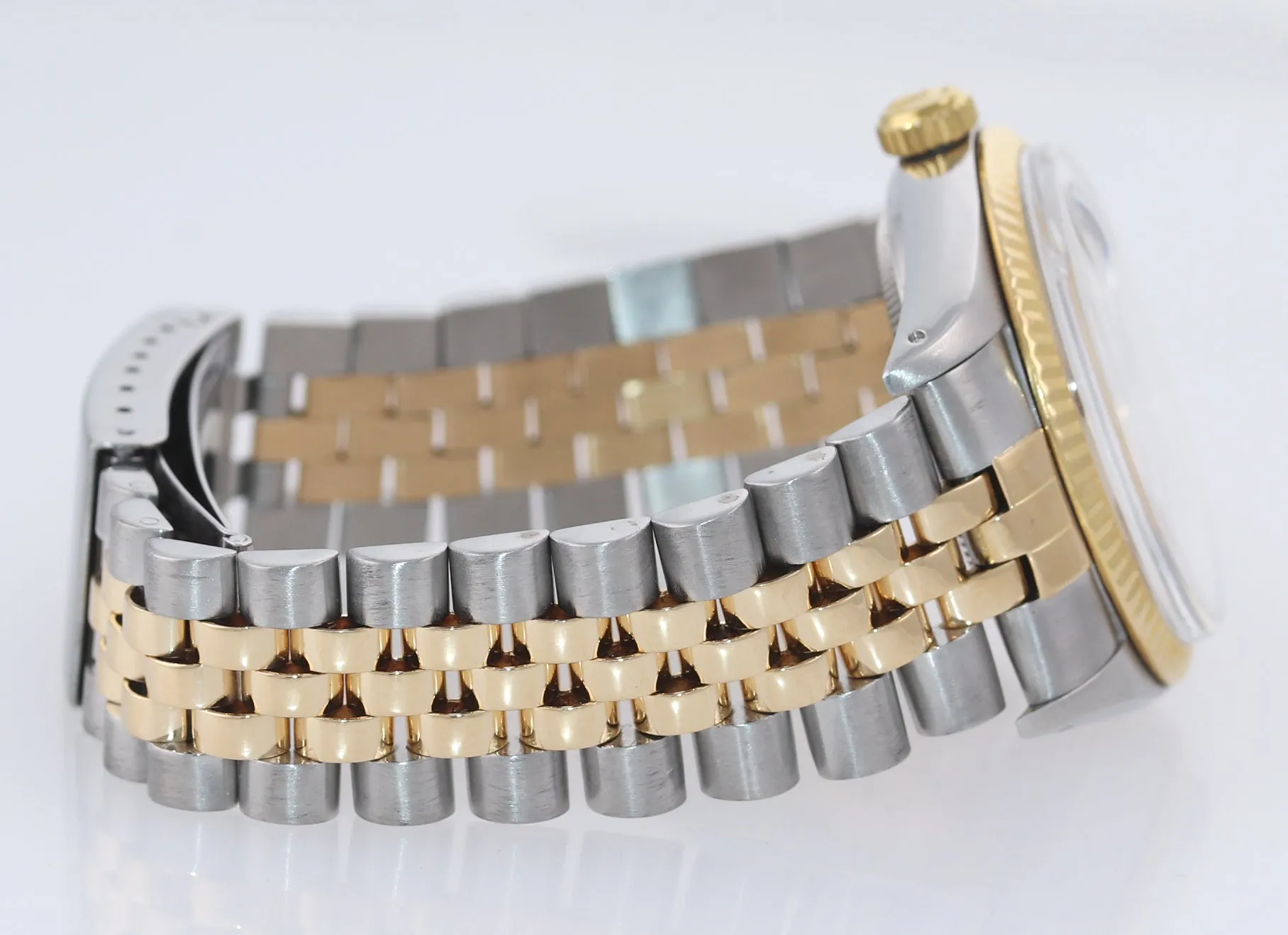 PAPERS Champagne Tapestry Rolex DateJust 16013 Two Tone 18k Yellow Gold Jubilee