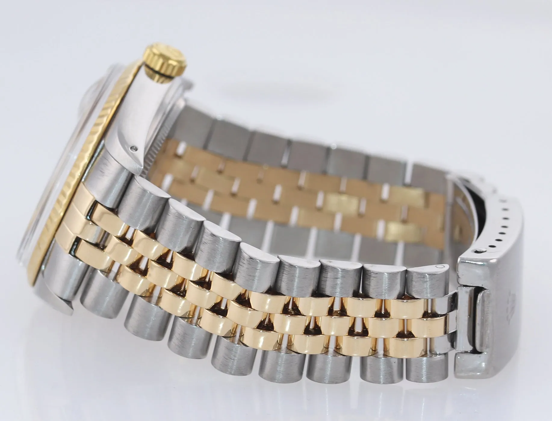 PAPERS Champagne Tapestry Rolex DateJust 16013 Two Tone 18k Yellow Gold Jubilee