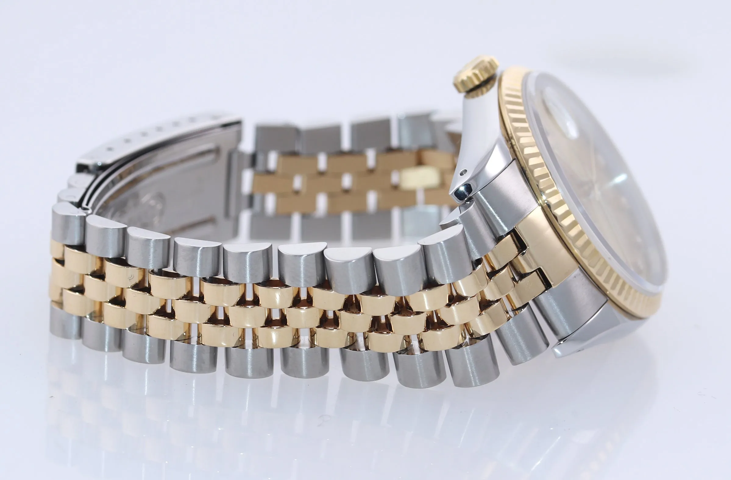 PAPERS Rolex DateJust 36mm 16233 Two Tone 18k Gold Jubilee Champagne Watch Box