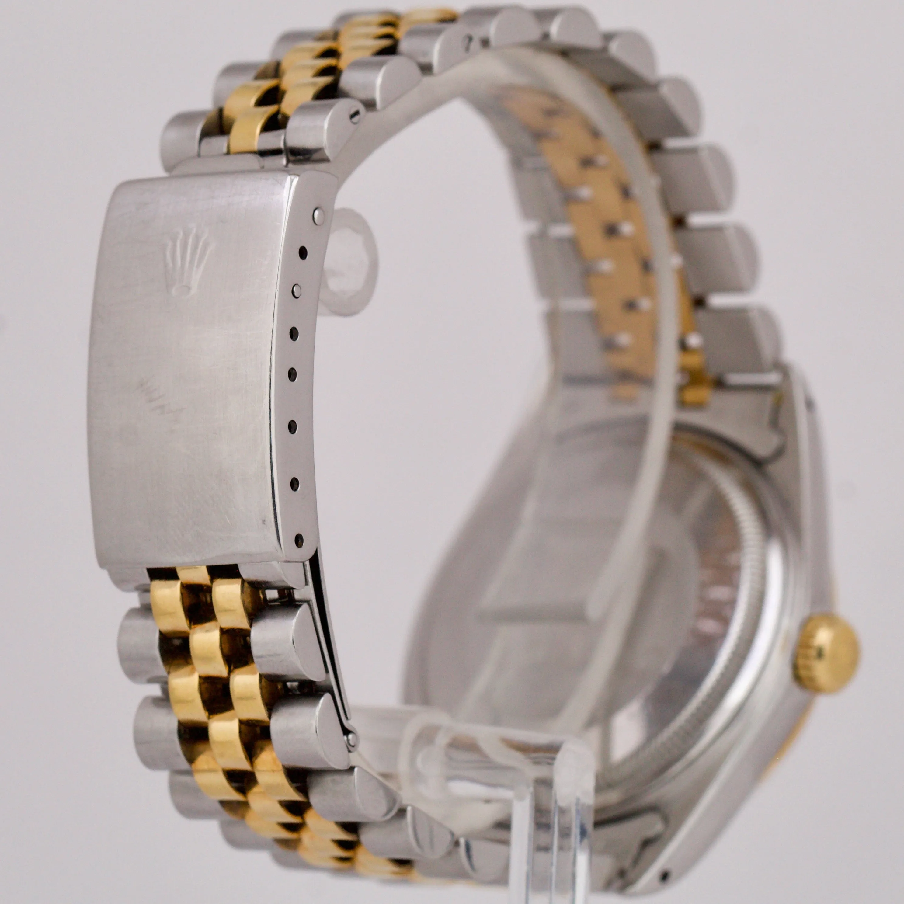 PAPERS Rolex DateJust 36mm Champagne 18K Gold Steel JUBILEE Watch 16013 B P