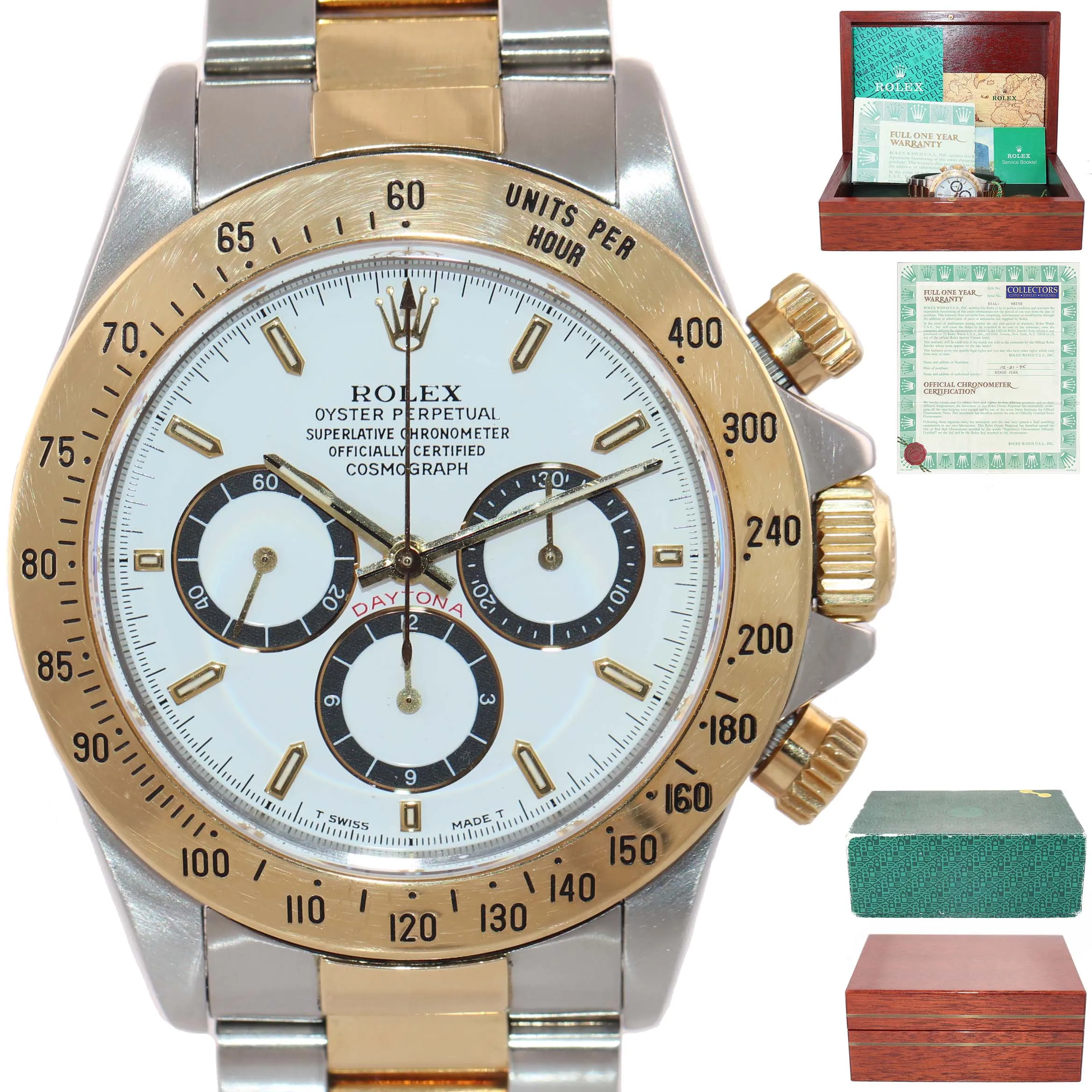 Papers Rolex Daytona Inverted 6 16523 Zenith White Dial 18k Gold Watch Box