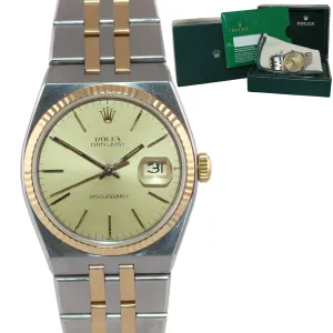 PAPERS Rolex OysterQuartz DateJust 17013 Two-Tone Gold Steel Champagne Watch