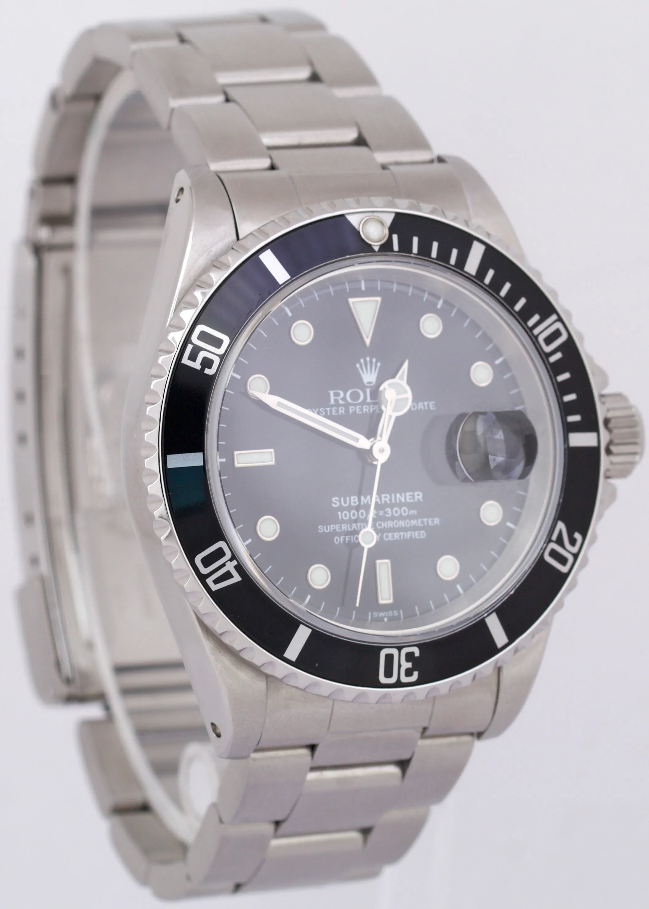 PAPERS Rolex Submariner Date 40mm Black SWISS ONLY Steel Oyster 16610 Watch BOX
