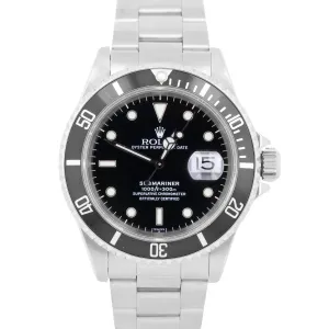 PAPERS Rolex Submariner Date 40mm Black SWISS ONLY Steel Oyster 16610 Watch BOX