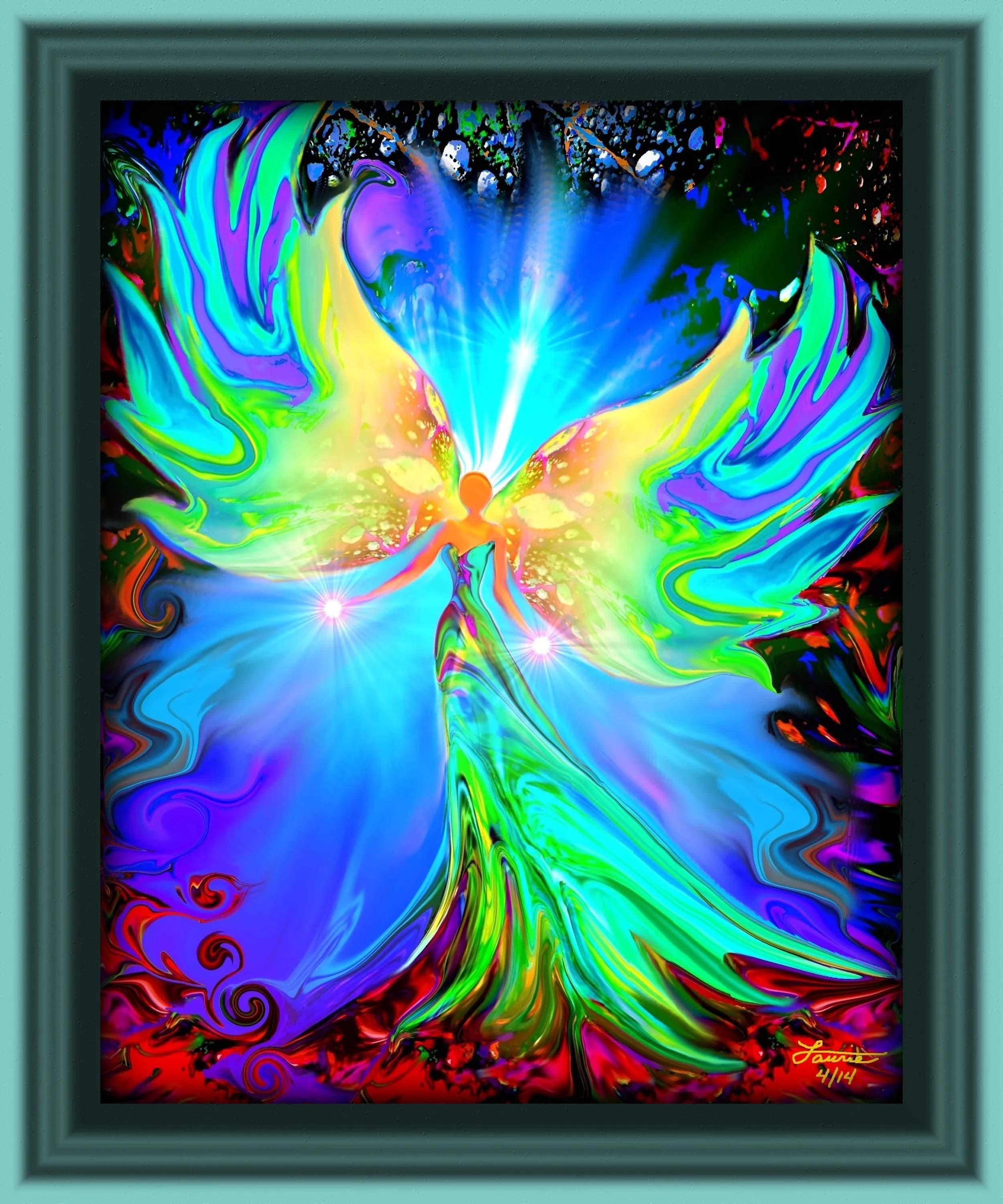 Pastel Angel Art, Metaphysical Wall Decor, Flowing Reiki Energy -  "Ease"