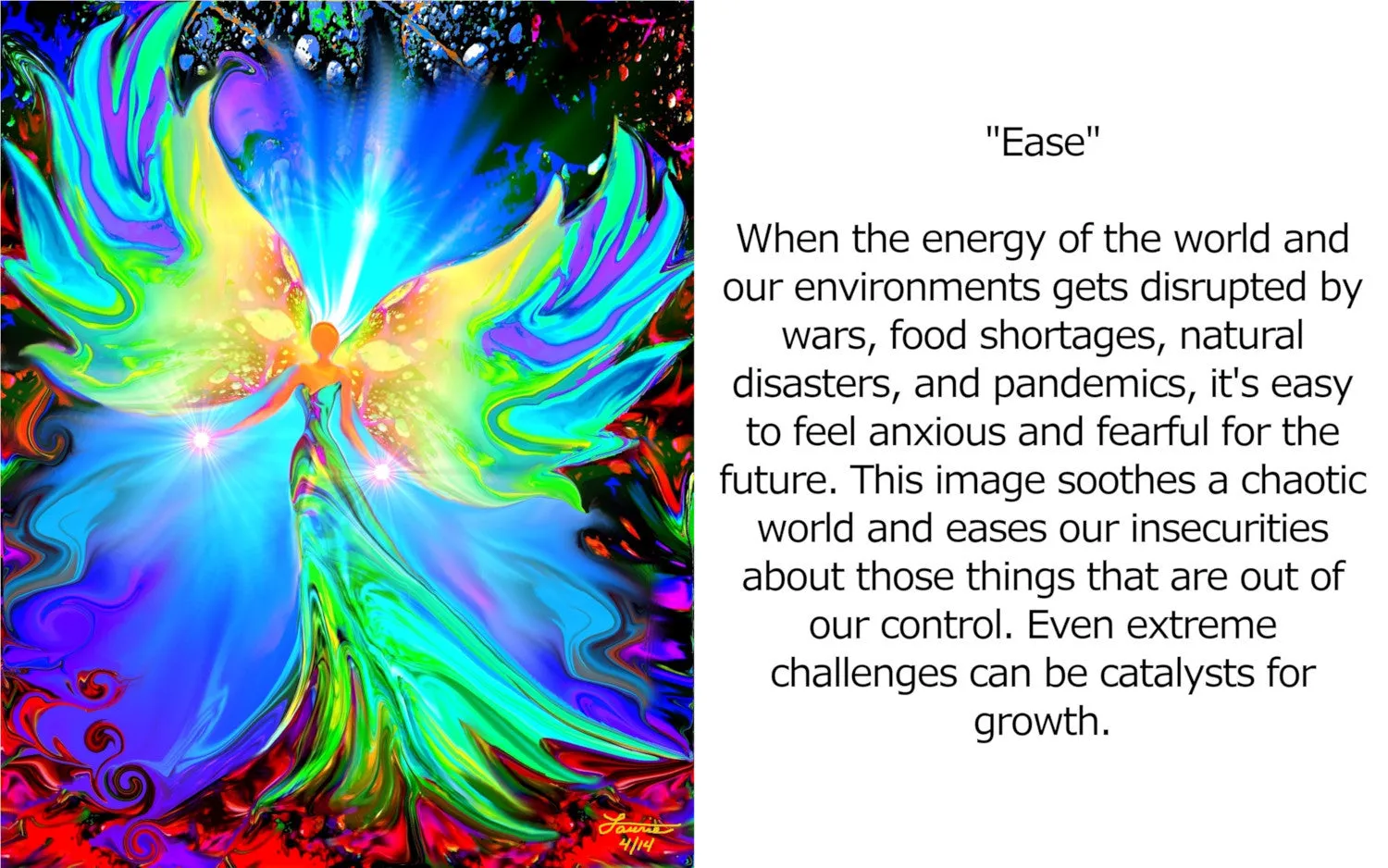 Pastel Angel Stretched Canvas Print, Reiki-Inspired Wall Decor - "Ease"
