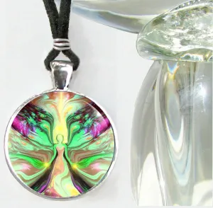 Pastel Green Angel Pendant, Mother Nature Necklace, Metaphysical Artwork - "Growth"