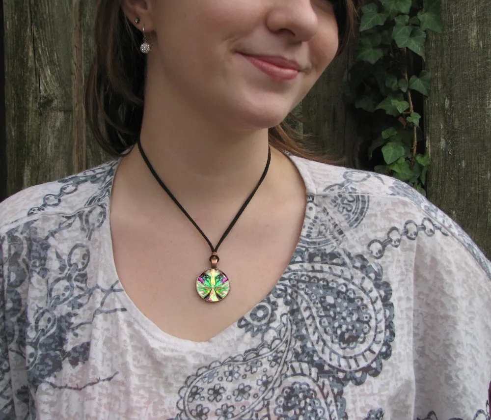 Pastel Green Angel Pendant, Mother Nature Necklace, Metaphysical Artwork - "Growth"