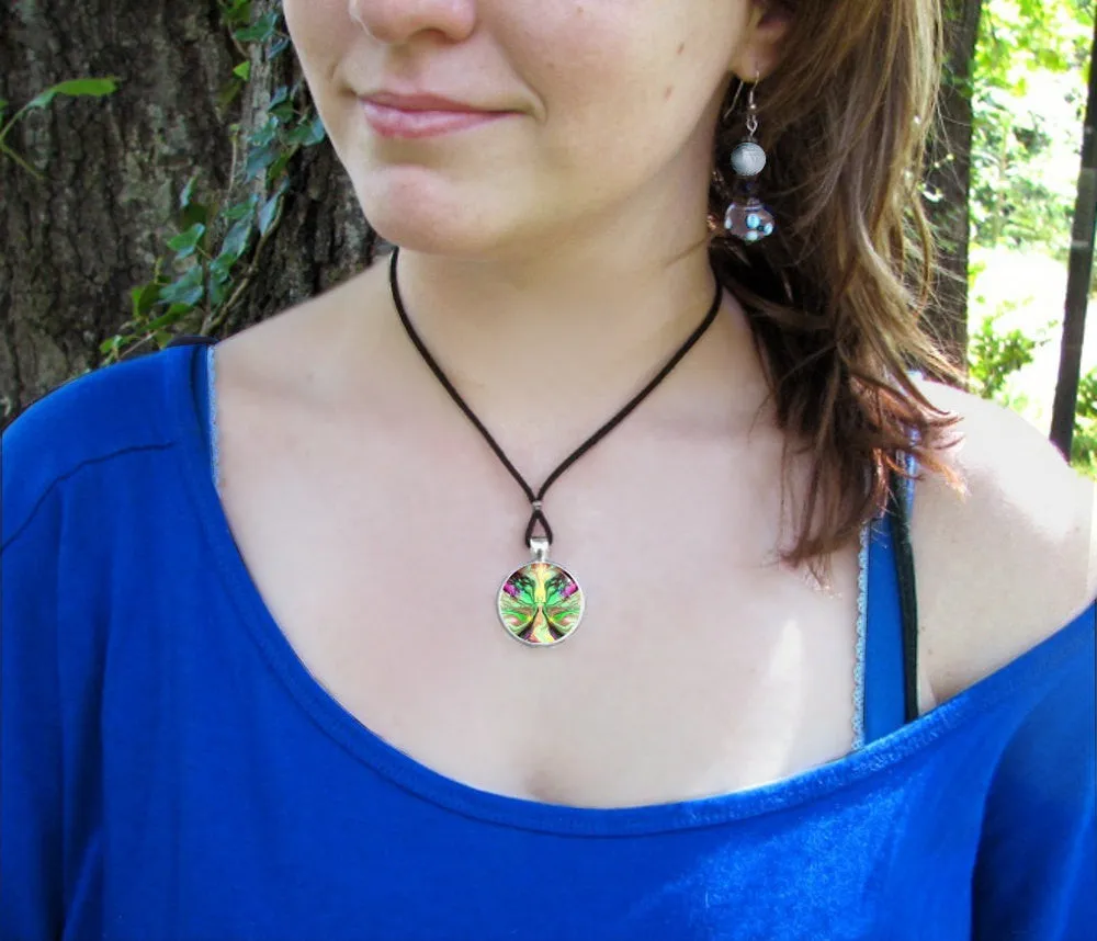 Pastel Green Angel Pendant, Mother Nature Necklace, Metaphysical Artwork - "Growth"