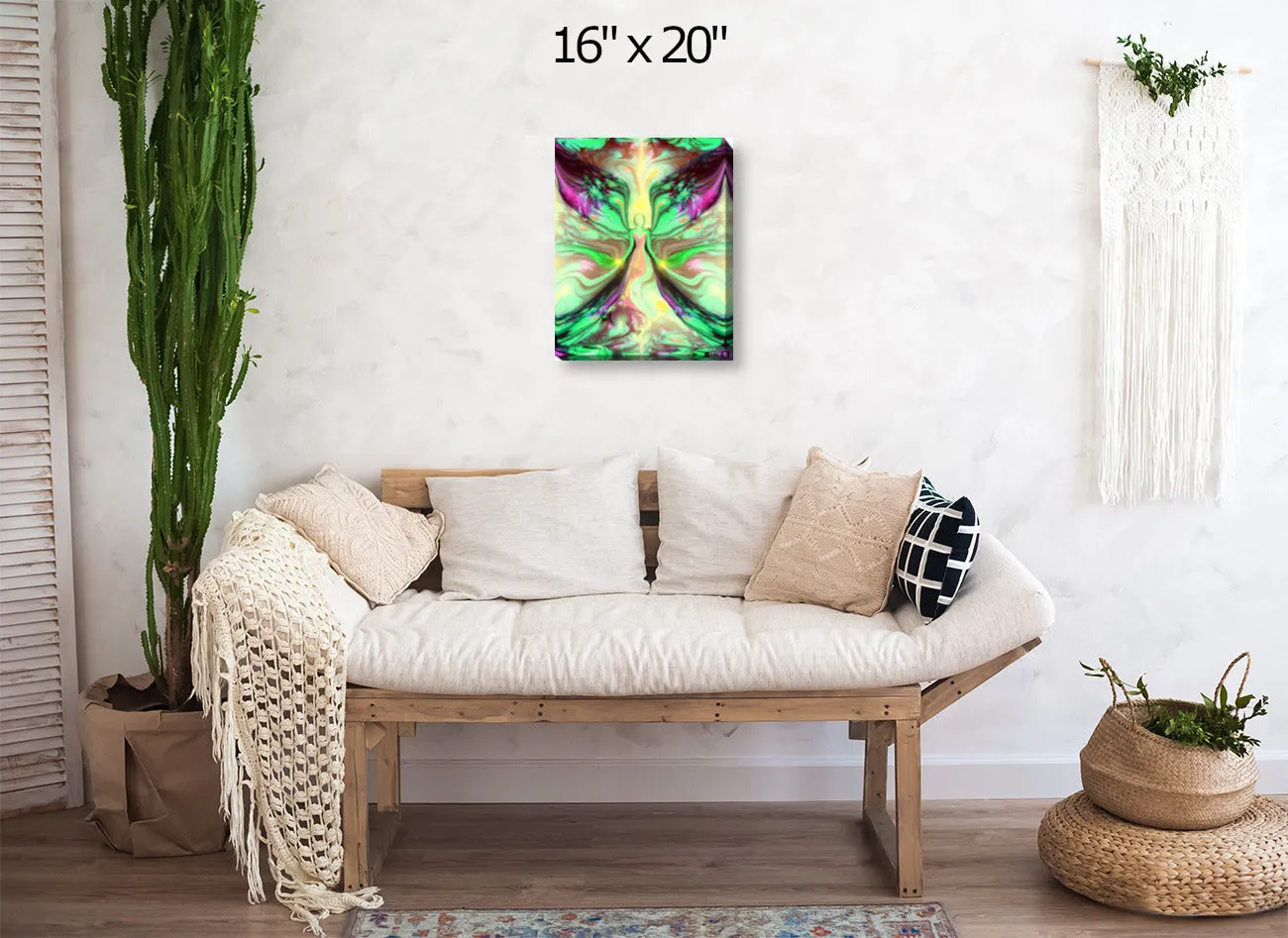 Pastel Green Yellow Angel Canvas Print, Reiki-Inspired Metaphysical Art - "Growth"
