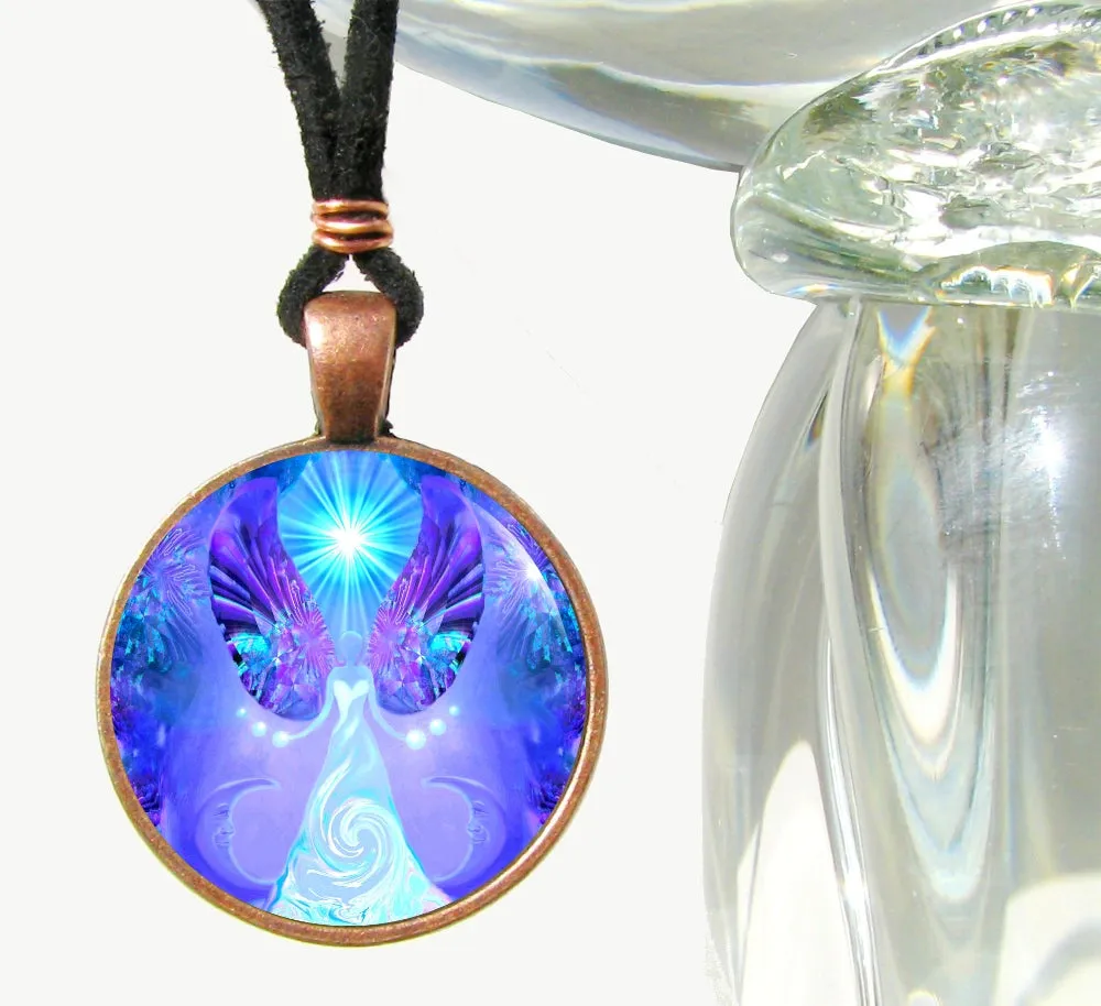 Pastel Violet Necklace, Metaphysical Angel Art Pendant - "Hope"