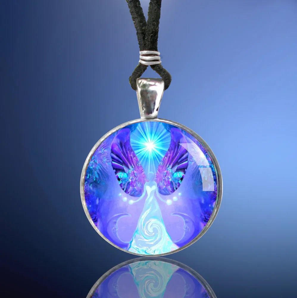 Pastel Violet Necklace, Metaphysical Angel Art Pendant - "Hope"