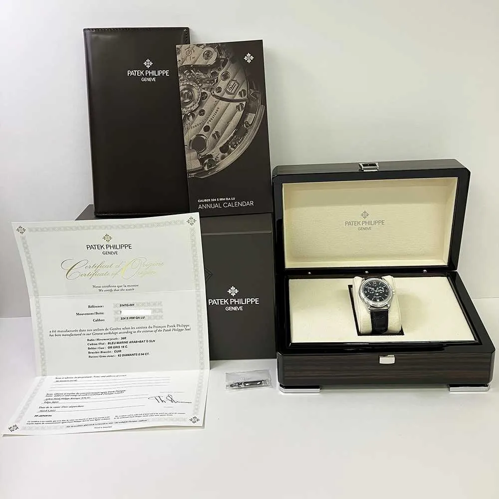 Patek Philippe Complications 5147G-001 Annual Calendar Moon Phase Blue Dial Mar 2022