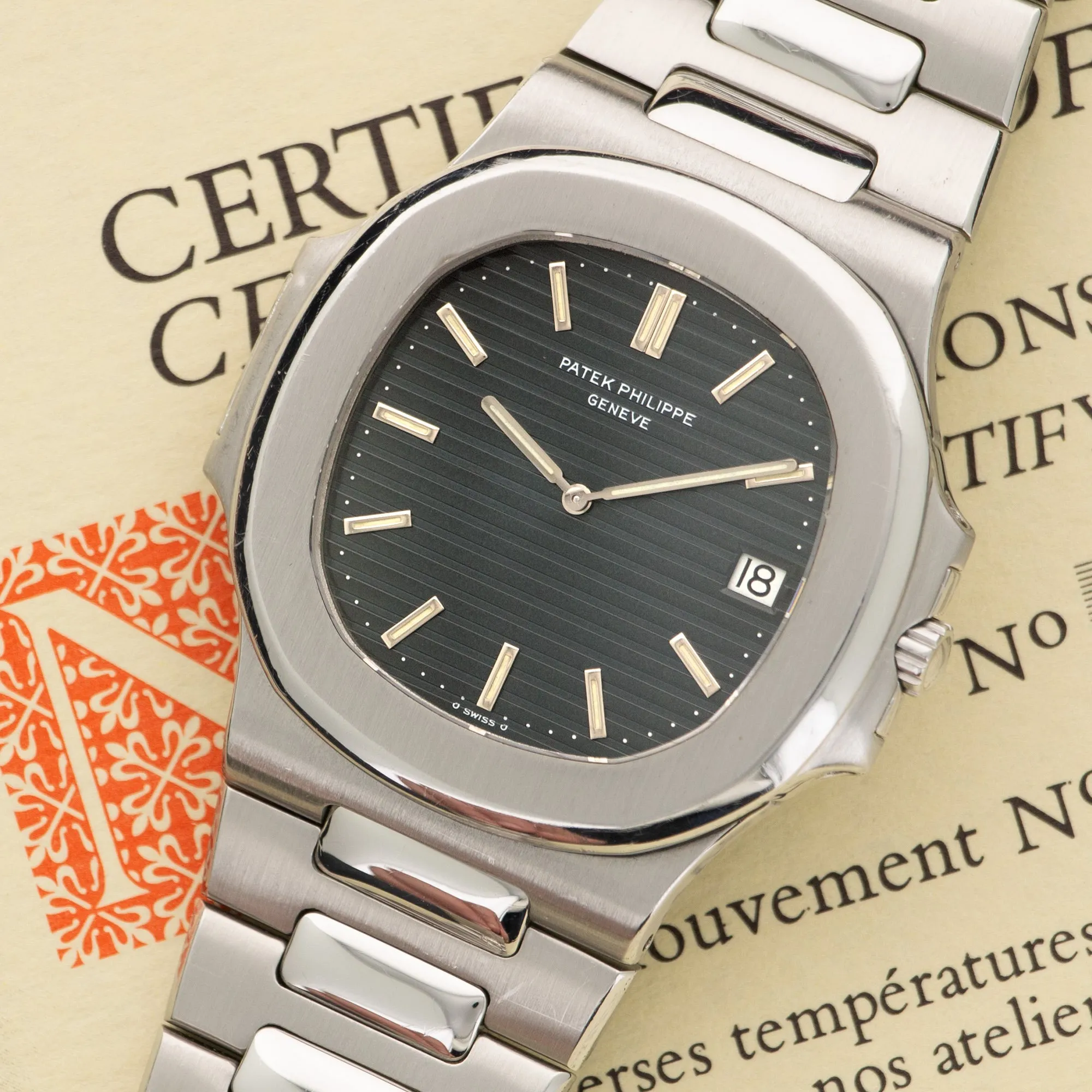 Patek Philippe Nautilus Jumbo Watch Ref. 3700 with Original Warranty