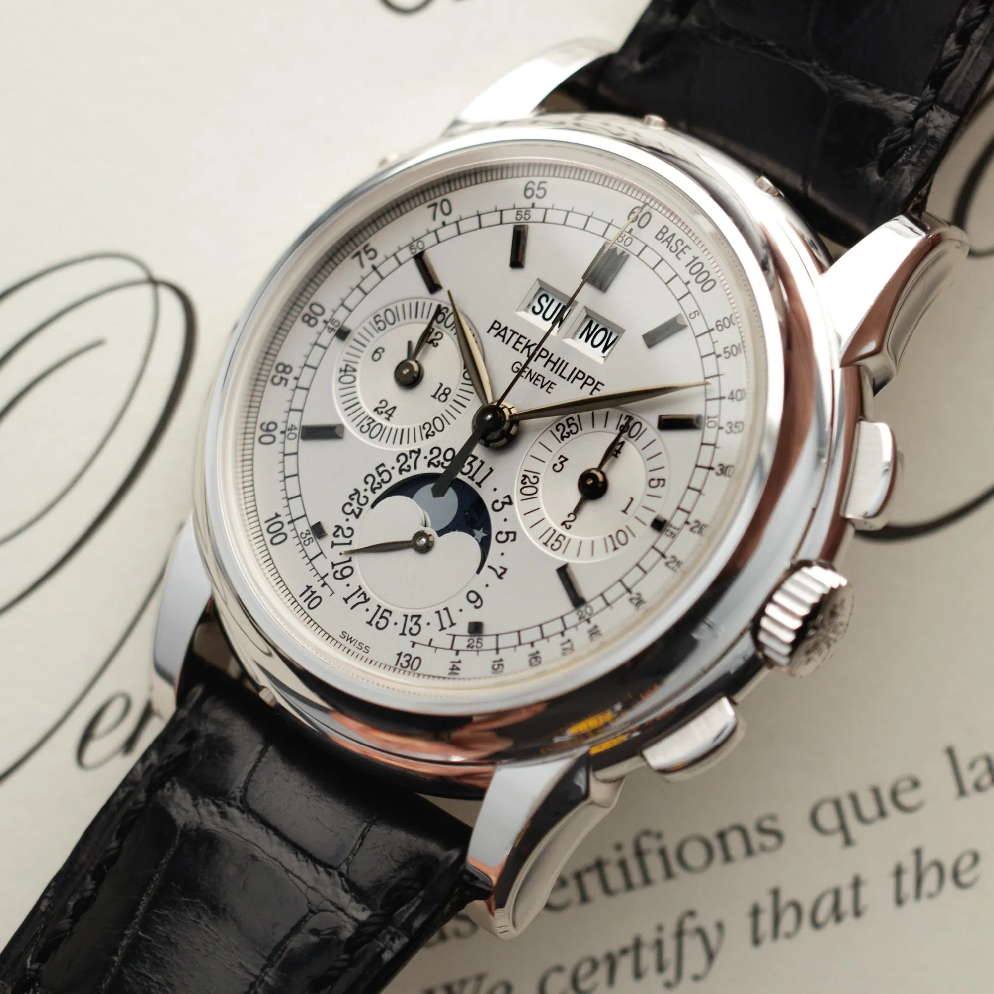 Patek Philippe White Gold Perpetual Calendar Chronograph Watch Ref. 5970