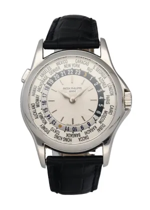 Patek Philippe World Time 5110G-001 18K White Gold Men's Watch Box & Papers