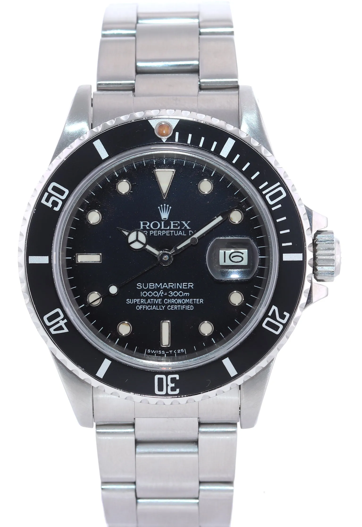 Patina Rolex Submariner Date 16800 Steel Black 40mm Dive Watch Box