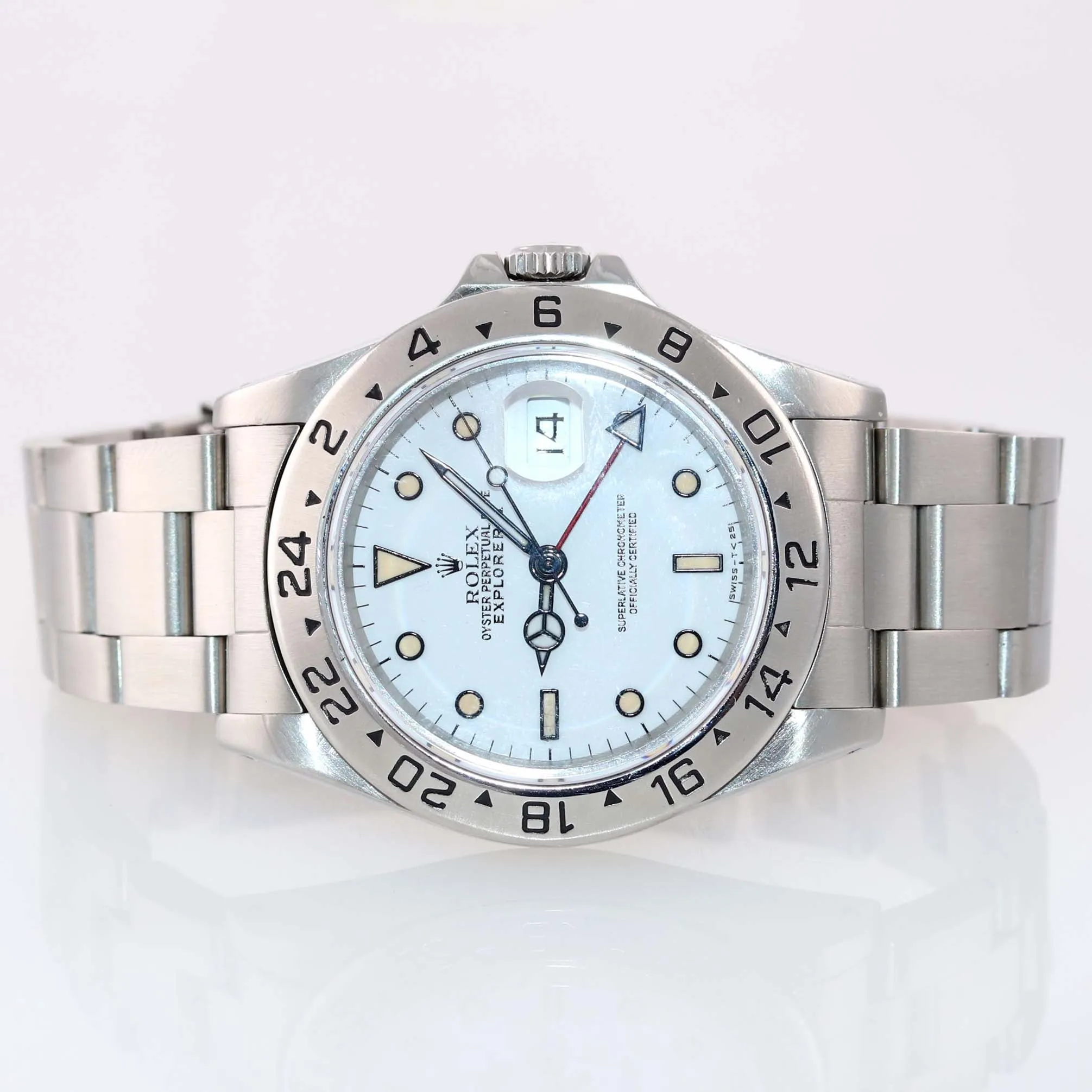 PATINA TRITIUM Rolex Explorer 2 16570 Stainless Steel White Polar GMT 40mm Watch