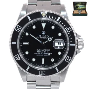 PATINA TRITIUM Rolex Submariner Date 16610 Steel Black 40mm Dive Watch Box