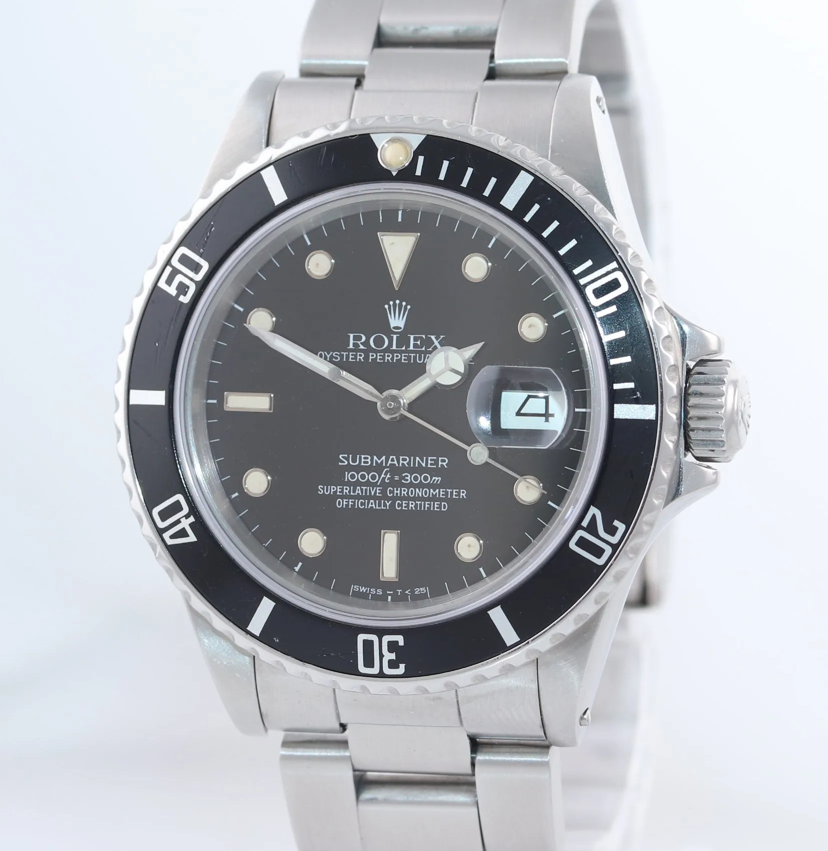 PATINA TRITIUM Rolex Submariner Date 16800 16610 Steel Black 40mm Dive Watch