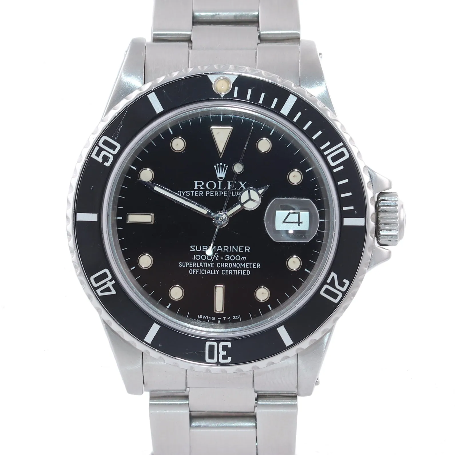PATINA TRITIUM Rolex Submariner Date 16800 16610 Steel Black 40mm Dive Watch