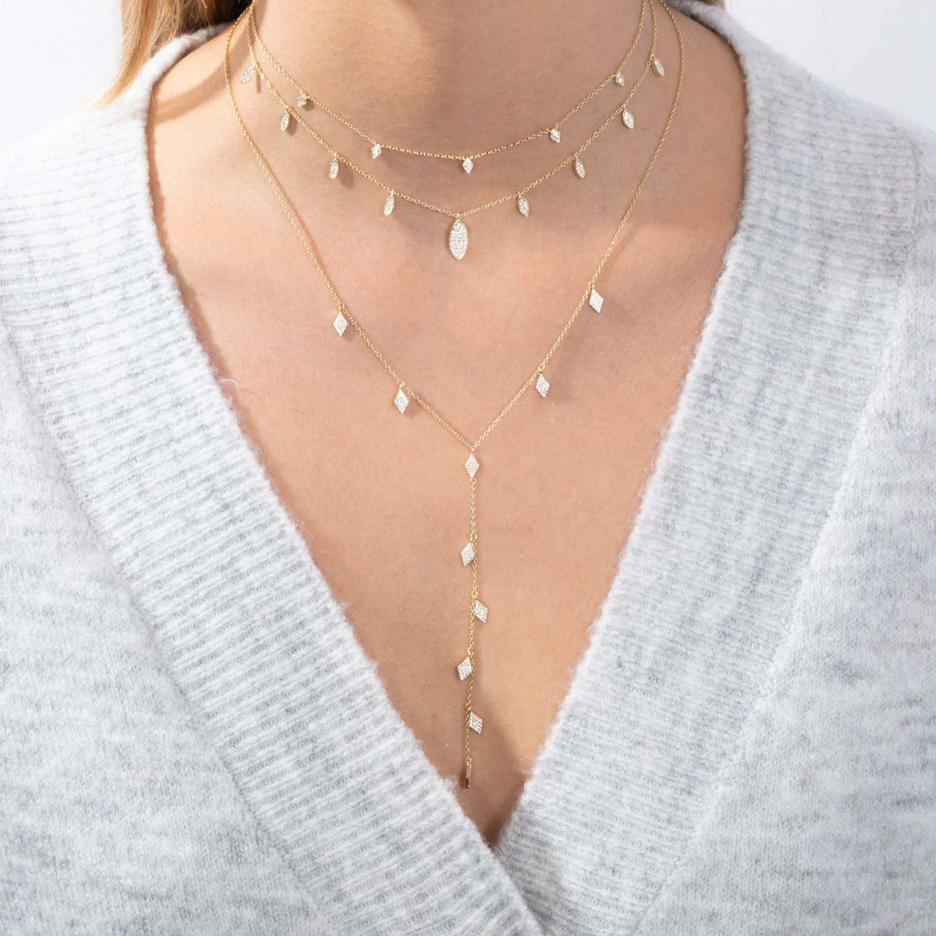 Pavé Dangling Teardrop Necklace