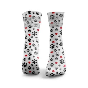 Paw Print Hearts Glitter Socks