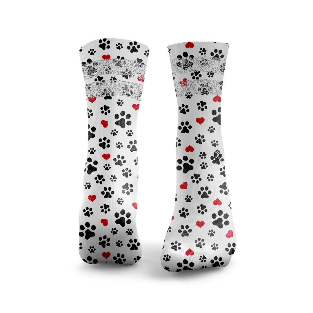 Paw Print Hearts Glitter Socks
